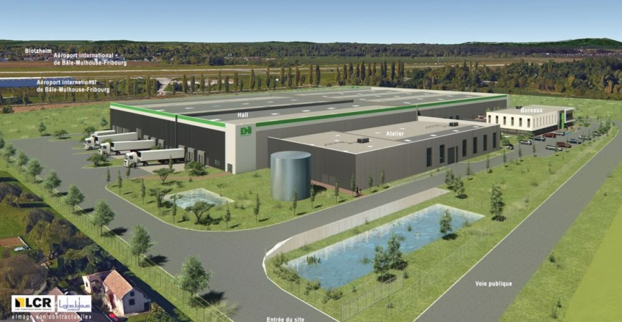 L'un des derniers gros projets industriels de LCR, la nouvelle usine du plasturgiste EMI à Saint-Louis (haut-Rhin) inaugurée en septembre 2018. © Ligne Bleue.