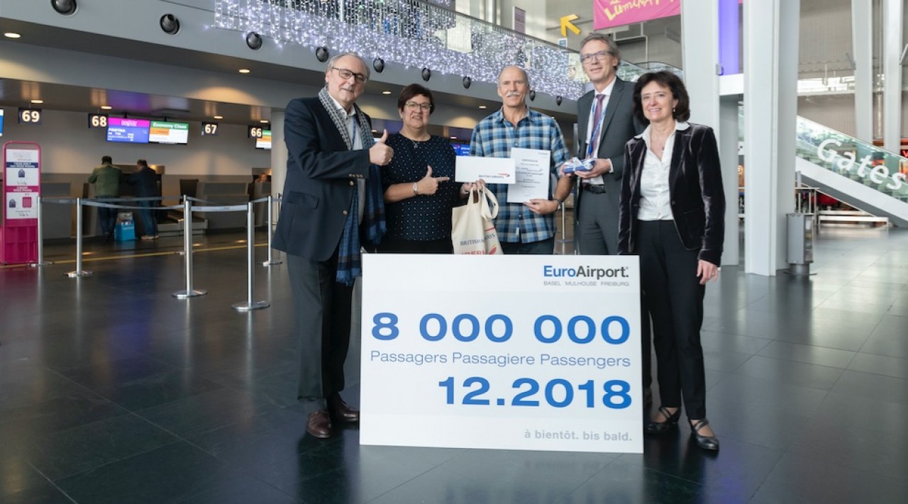 L’EuroAirport a symboliquement accueilli son 8 millionième passager de 2018, début décembre. © EuroAirport.