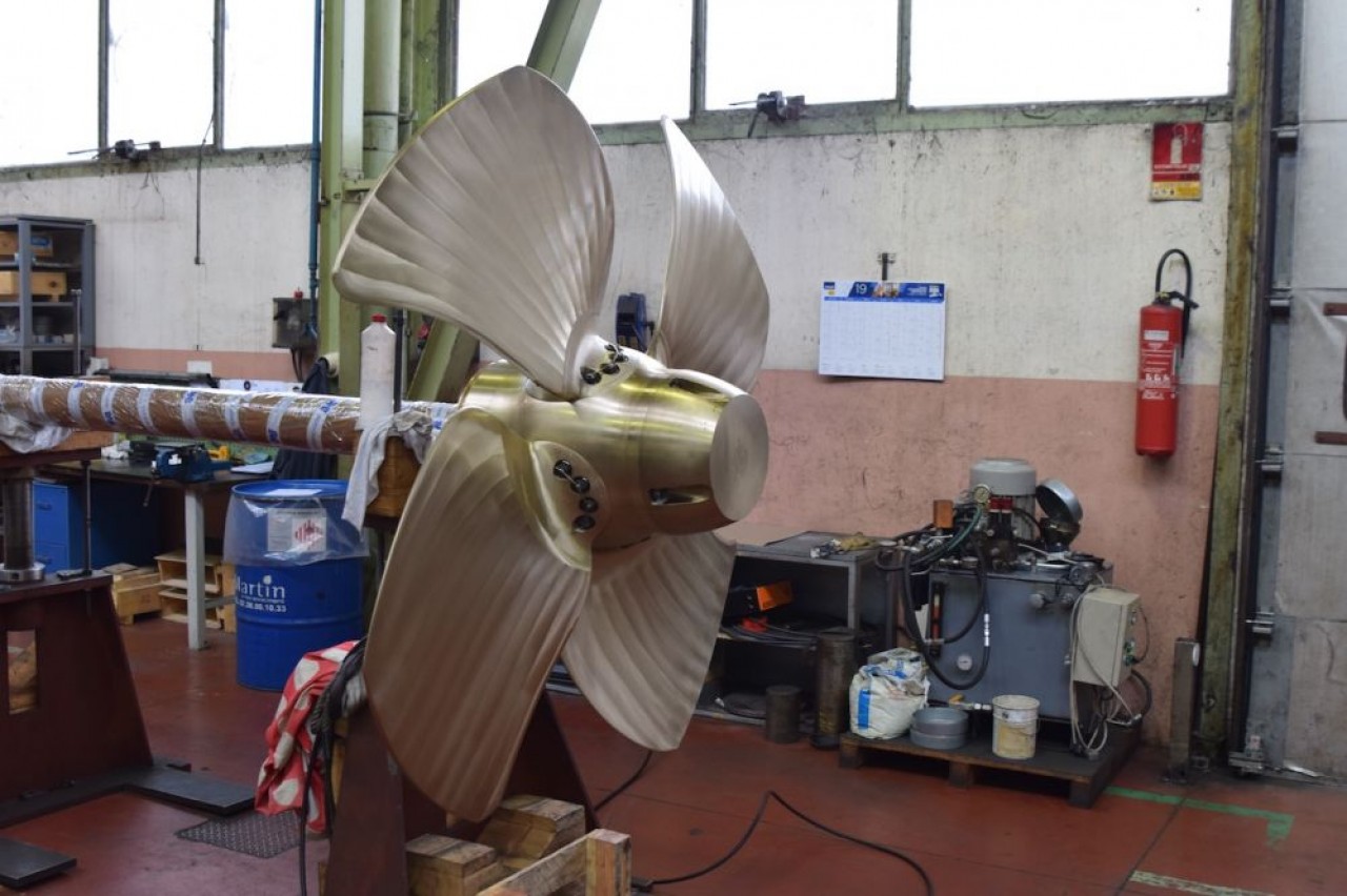 Une hélice à pas variable, l'une des innovations de Masson Marine. © Traces Écrites.