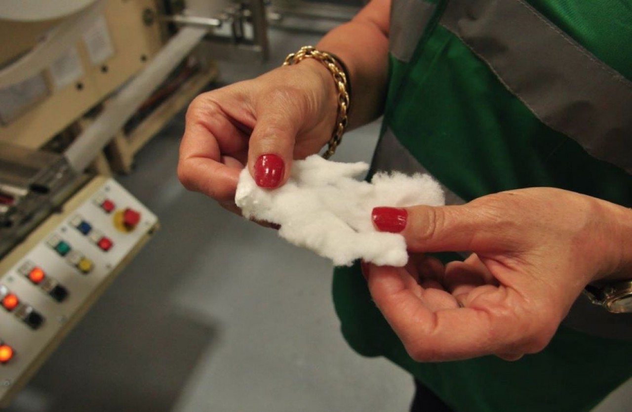 Un polymère super-absorbant issu de la pétrochimie est injecté dans le coussin de cellulose : BB Distribe s'oriente vers un produit d’origine naturelle qui pourrait s'y substituer. © Philippe Bohlinger