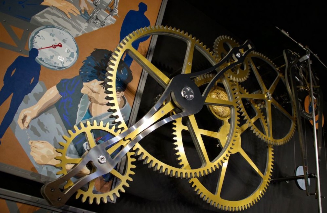Calame, oeuvre bicéphale signée de l'horloger Philippe Lebru et du peintre Renato Manese résume l'histoire de Cryla, de l'horlogerie aux microtechniques.