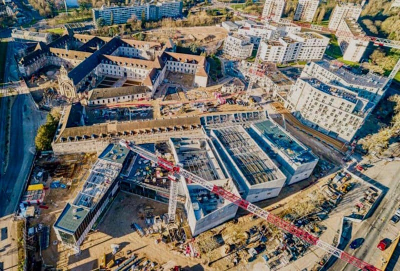 Vue du chantier de la cité de la gastronomie de Dijon, dont les travaux devraient être achevés en fin d'année. © Ville de Dijon