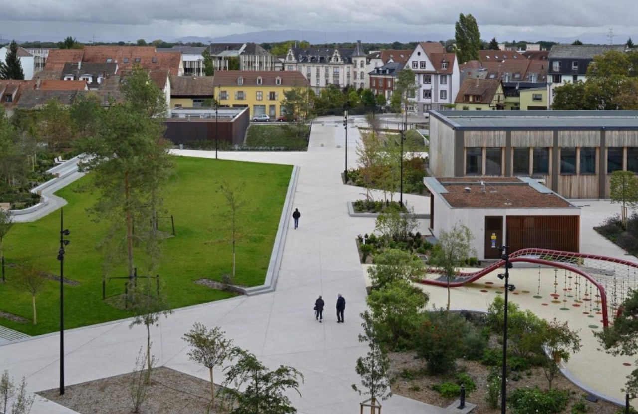L’une des missions récentes de Geotec, les études géotechniques et géo-hydrauliques pour le futur parking souterrain coiffé d’un parc public de la ville de Colmar. © AEA Architectes