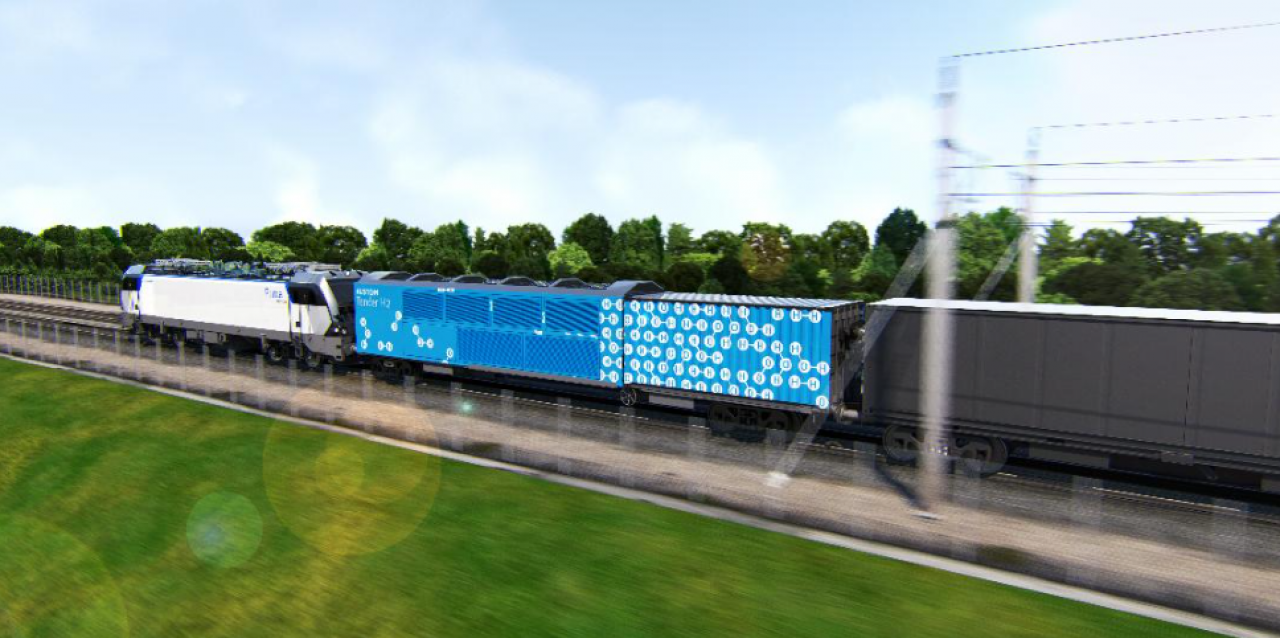 La solution qu'adopte Nestlé Waters repose sur un wagon générateur d'hydrogène mis au point par le site de Belfort d'Alstom. © Alstom Advanced & Creative Design