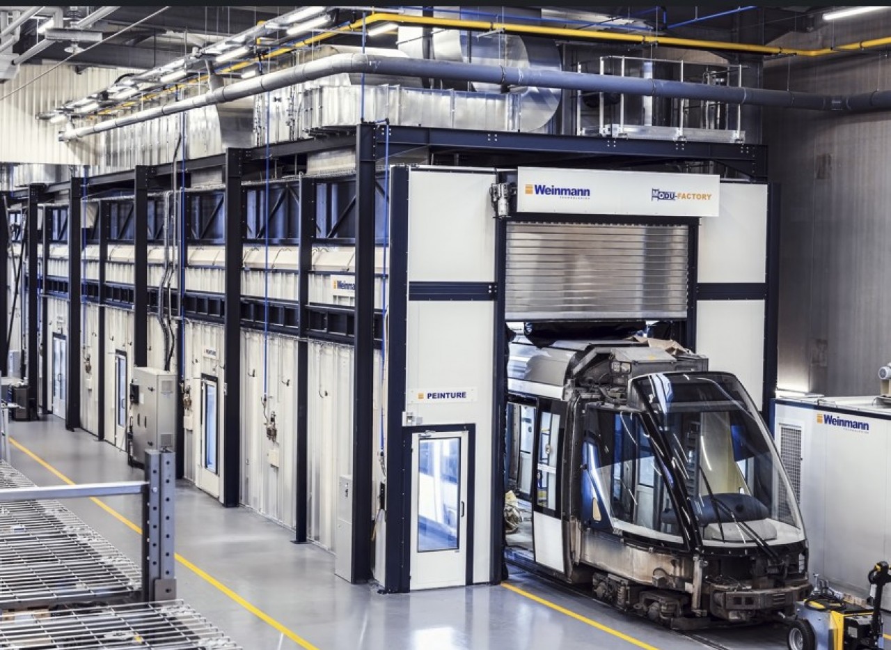 La cabine de peinture Modu-Factory de Weinmann Technologies a été installée pour la première fois pour une rame de tramway à Strasbourg. © Weinmann Technologies
