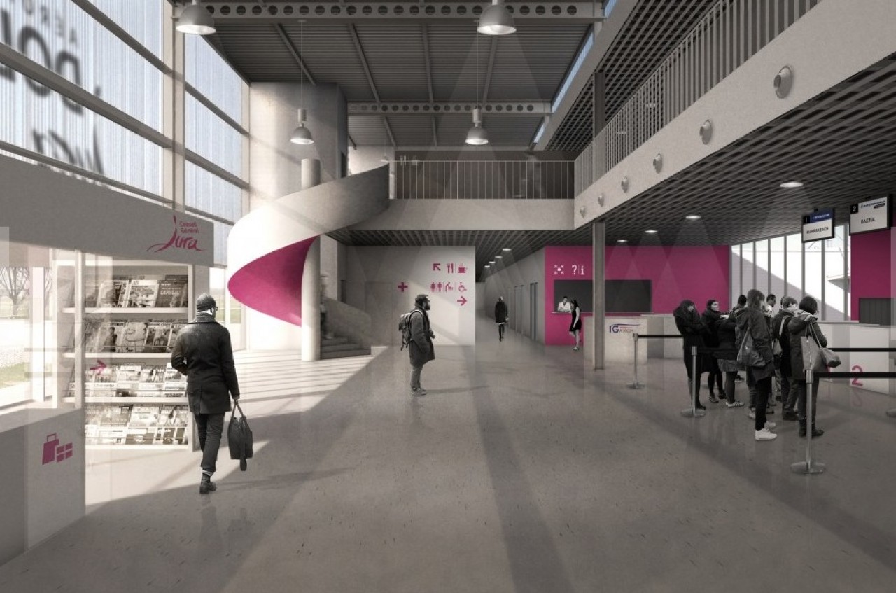Parmi les projets pour le développer, l'aéroport Dole-Jura inaugurera en avril l'extension de son hall d'embarquement. © CD Jura