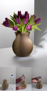 Principe de montage du vase pliable en carton.